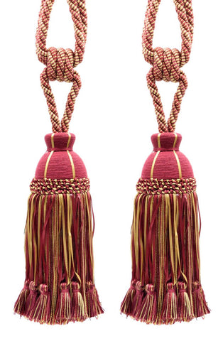 DÉCOPRO Beautiful Ribbon Curtain & Drapery Tassel Tieback Embellished with Hand Tied Tassels, Tassel Length 9 1/2