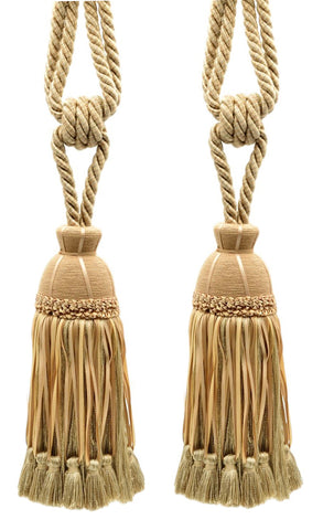 DÉCOPRO Beautiful Ribbon Curtain & Drapery Tassel Tieback Embellished with Hand Tied Tassels, Tassel Length 9 1/2