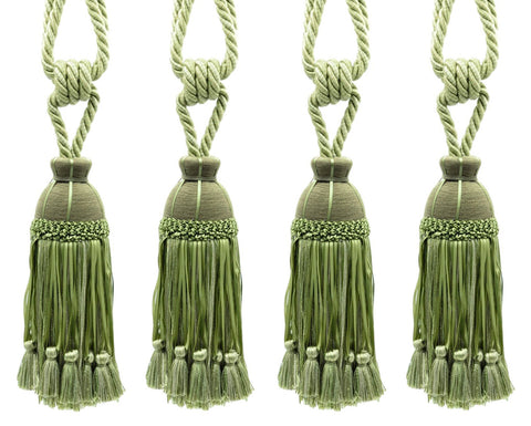DÉCOPRO Beautiful Ribbon Curtain & Drapery Tassel Tieback Embellished with Hand Tied Tassels, Tassel Length 9 1/2
