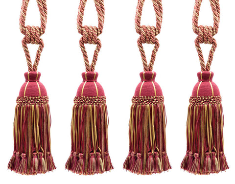 DÉCOPRO Beautiful Ribbon Curtain & Drapery Tassel Tieback Embellished with Hand Tied Tassels, Tassel Length 9 1/2