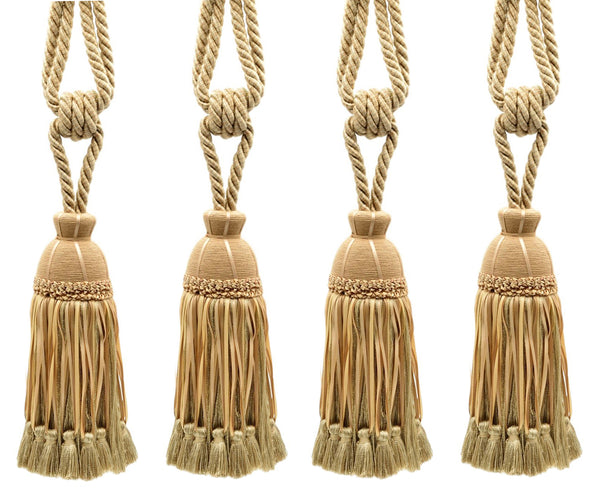 DÉCOPRO Beautiful Ribbon Curtain & Drapery Tassel Tieback Embellished with Hand Tied Tassels, Tassel Length 9 1/2