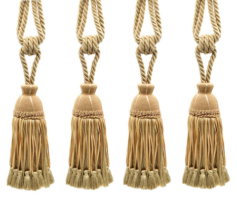 DÉCOPRO Beautiful Ribbon Curtain & Drapery Tassel Tieback Embellished with Hand Tied Tassels, Tassel Length 9 1/2