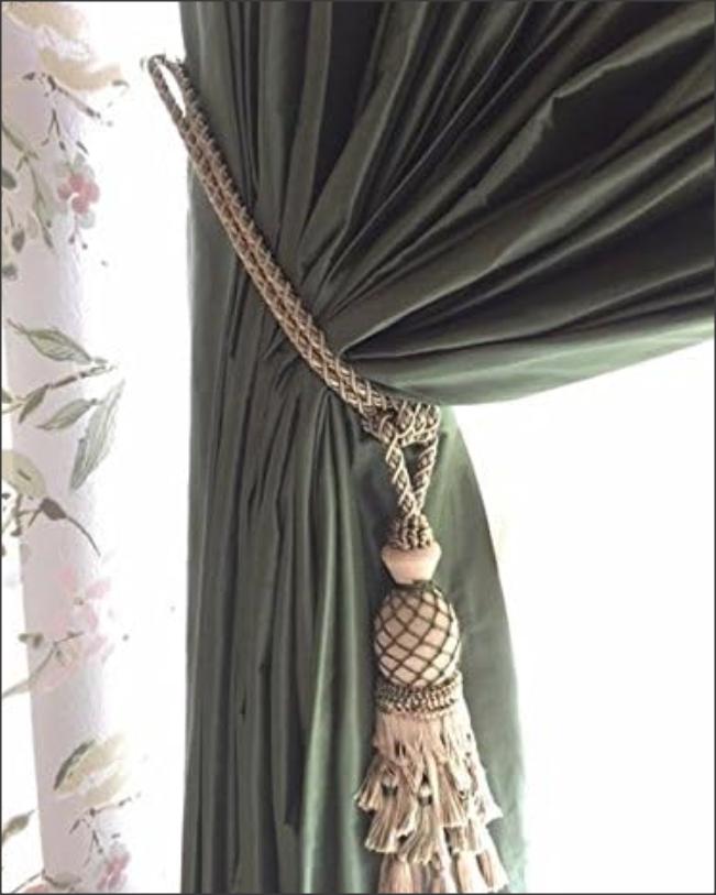 DÉCOPRO Lavish Large Curtain Tassel Tieback, Hand Crafted - Luxurious Drapery Accessory, Tassel Length 11" (27.5cm), Spread 34" (86cm) # TBIL1, Beige Khaki Green #4567 (Khaki Green, Dark Beige, Khaki Beige) | Sold Individually - DecoPro