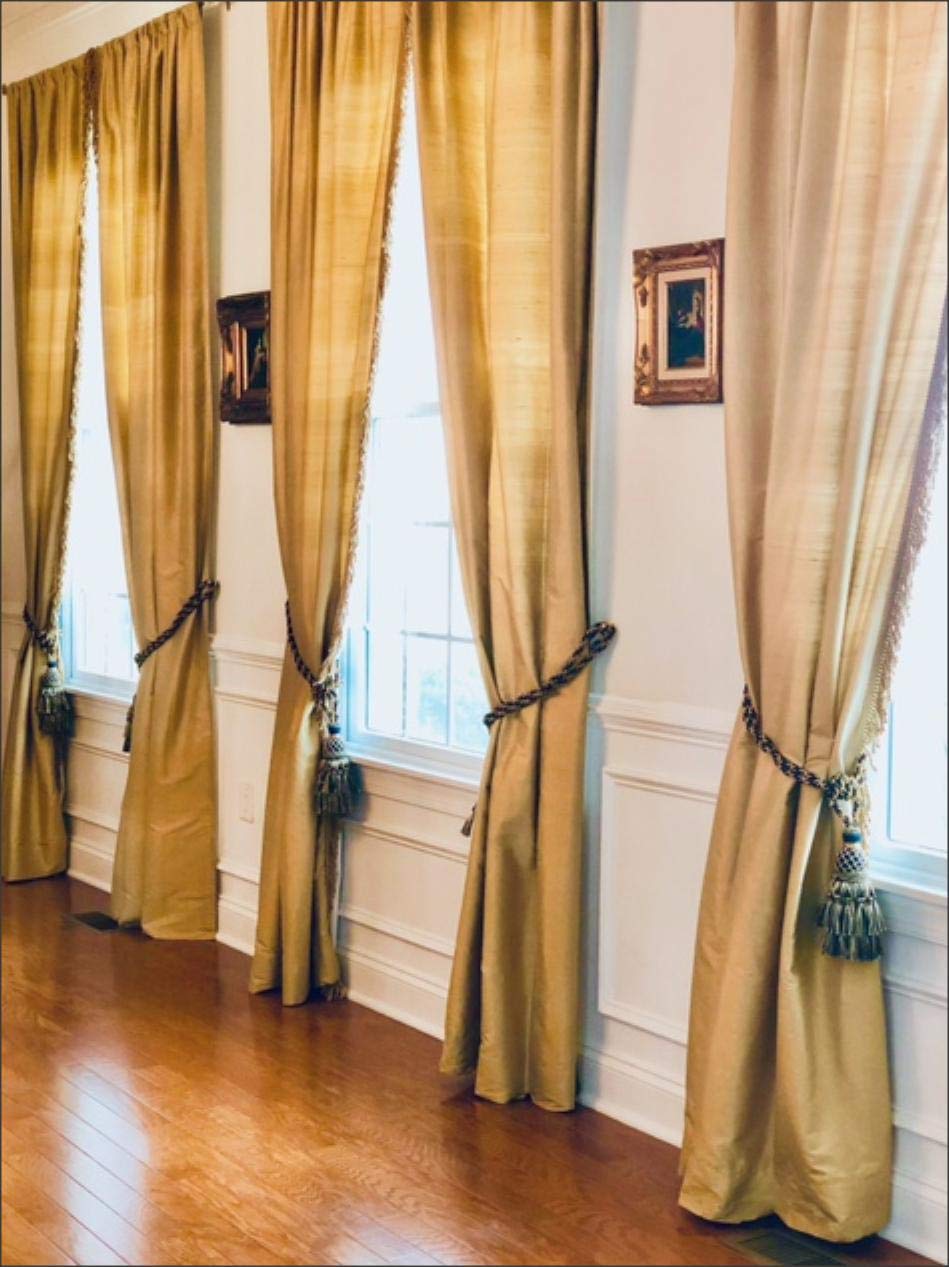 DÉCOPRO Lavish Large Curtain Tassel Tieback, Hand Crafted - Luxurious Drapery Accessory, Tassel Length 11" (27.5cm), Spread 34" (86cm) # TBIL1, Golden Medley Black #K9C4 (Pure Black, Yellow Gold, Light Gold) | Set of 2 - DecoPro