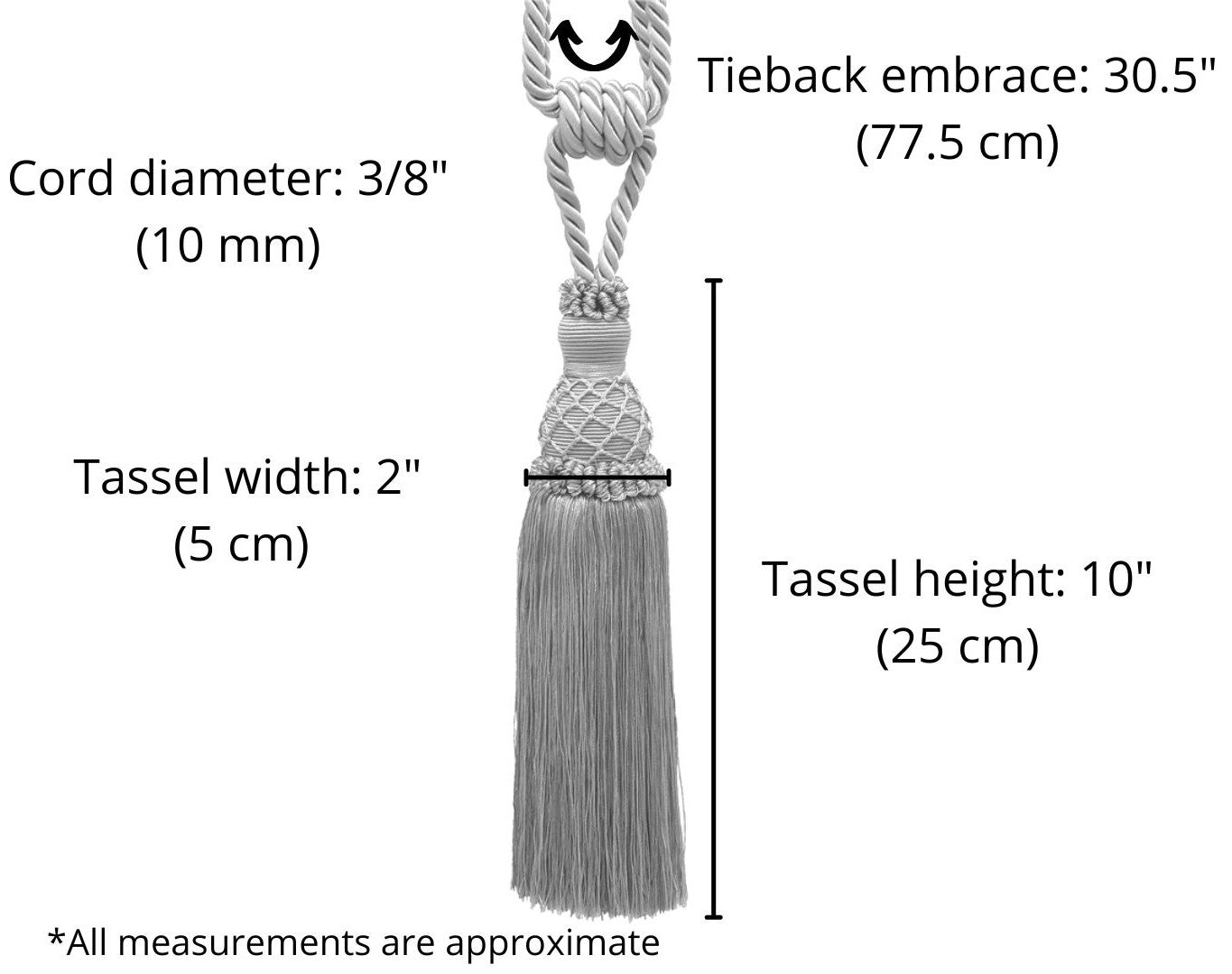 DÉCOPRO Elegant Netted Curtain & Drapery Tassel Tieback, Tassel Length 10" (25cm), Spread 30" (76cm) # TBIN1, Holiday Red #3752 (Crimson Red, Light Gold, Mint Green) | Set of 10 - DecoPro