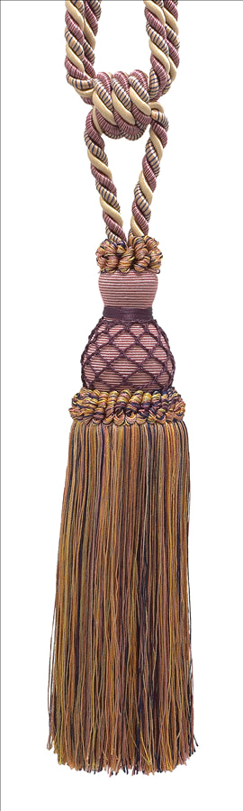 DÉCOPRO Elegant Netted Curtain & Drapery Tassel Tieback, Tassel Length 10" (25cm), Spread 30" (76cm) # TBIN1, Sage Rose Pink #1010 (Light Pink, Sage Green, Light Beige) | Set of 2 - DecoPro