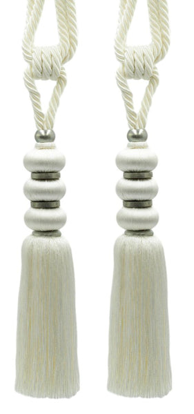 DÉCOPRO Elegant Curtain & Drapery Tassel Tieback, Contemporary Design, with Silver Metal Accents, Tassel Length 10