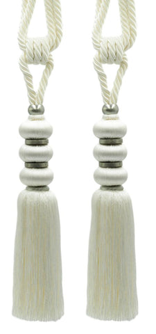 DÉCOPRO Elegant Curtain & Drapery Tassel Tieback, Contemporary Design, with Silver Metal Accents, Tassel Length 10