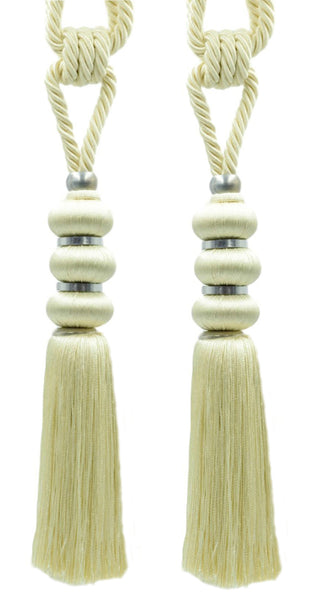 DÉCOPRO Elegant Curtain & Drapery Tassel Tieback, Contemporary Design, with Silver Metal Accents, Tassel Length 10