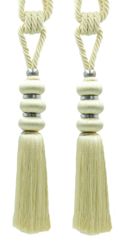 DÉCOPRO Elegant Curtain & Drapery Tassel Tieback, Contemporary Design, with Silver Metal Accents, Tassel Length 10