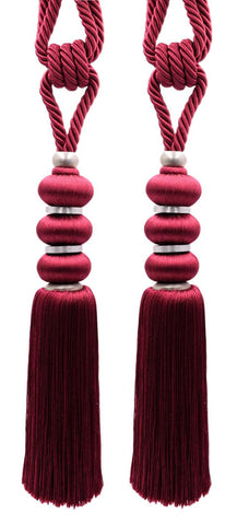 DÉCOPRO Elegant Curtain & Drapery Tassel Tieback, Contemporary Design, with Silver Metal Accents, Tassel Length 10