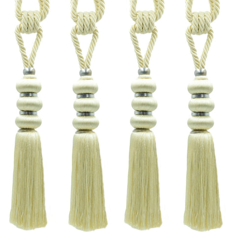 DÉCOPRO Elegant Curtain & Drapery Tassel Tieback, Contemporary Design, with Silver Metal Accents, Tassel Length 10