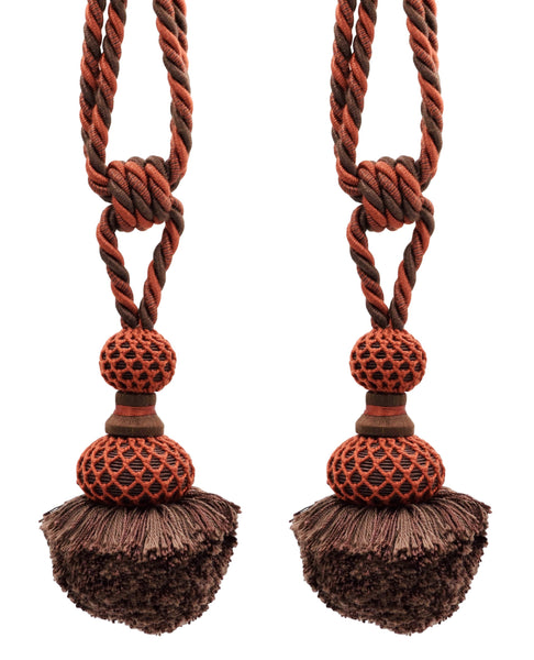 DÉCOPRO Exquisite Pom Design Curtain & Drapery with Elegant Hand Crocheted Net Tassel Tieback, Tassel Length 3