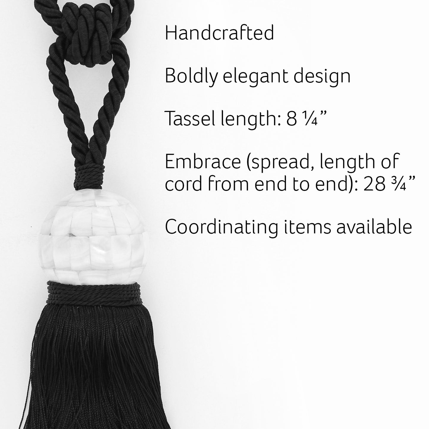 DÉCOPRO Unique Large Mother Of Pearl Ball Curtain Tassel Tieback, Tassel Length 8 1/2" (21.5cm), Spread 28" (71cm) # TBMOP8 Espresso Brown #P07 (Dark Brown) | Set of 10 - DecoPro