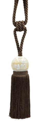 DÉCOPRO Unique Large Mother Of Pearl Ball Curtain Tassel Tieback, Tassel Length 8 1/2