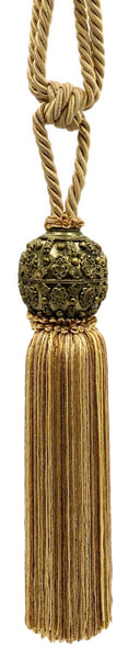 DÉCOPRO Raja Collection Beautiful Curtain & Drapery Tassel Tieback with Ornamental Antique Head, Tassel Length 10