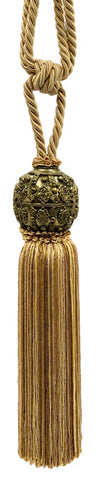 DÉCOPRO Raja Collection Beautiful Curtain & Drapery Tassel Tieback with Ornamental Antique Head, Tassel Length 10