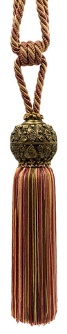 DÉCOPRO Raja Collection Beautiful Curtain & Drapery Tassel Tieback with Ornamental Antique Head, Tassel Length 10