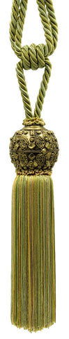 DÉCOPRO Raja Collection Beautiful Curtain & Drapery Tassel Tieback with Ornamental Antique Head, Tassel Length 10