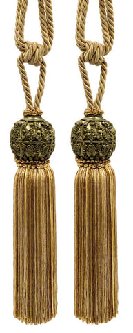 DÉCOPRO Raja Collection Beautiful Curtain & Drapery Tassel Tieback with Ornamental Antique Head, Tassel Length 10