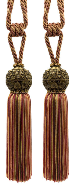 DÉCOPRO Raja Collection Beautiful Curtain & Drapery Tassel Tieback with Ornamental Antique Head, Tassel Length 10