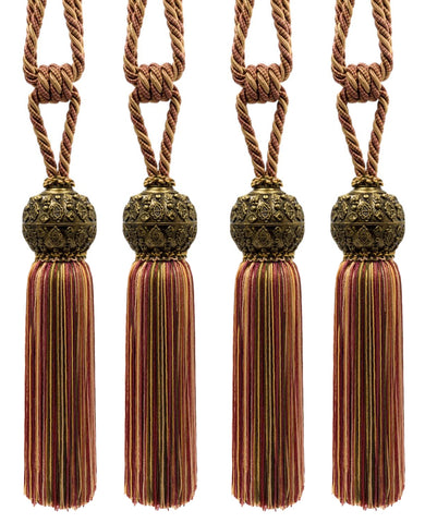 DÉCOPRO Raja Collection Beautiful Curtain & Drapery Tassel Tieback with Ornamental Antique Head, Tassel Length 10