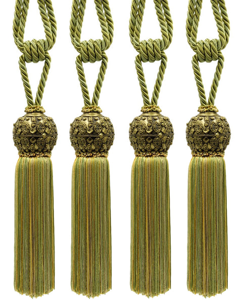 DÉCOPRO Raja Collection Beautiful Curtain & Drapery Tassel Tieback with Ornamental Antique Head, Tassel Length 10