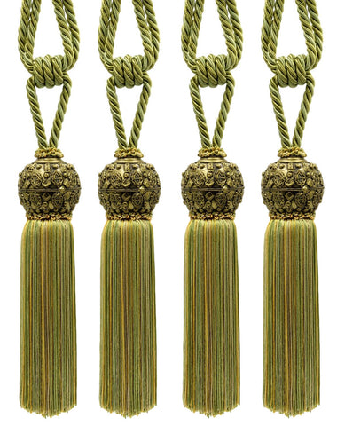 DÉCOPRO Raja Collection Beautiful Curtain & Drapery Tassel Tieback with Ornamental Antique Head, Tassel Length 10