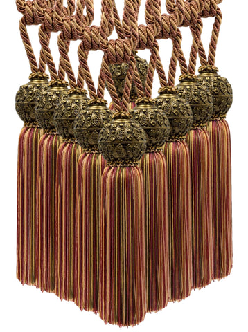 DÉCOPRO Raja Collection Beautiful Curtain & Drapery Tassel Tieback with Ornamental Antique Head, Tassel Length 10
