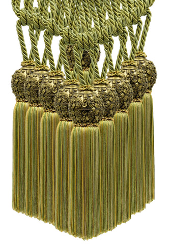 DÉCOPRO Raja Collection Beautiful Curtain & Drapery Tassel Tieback with Ornamental Antique Head, Tassel Length 10