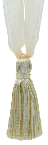 DÉCOPRO Elegant Organza Ribbon Curtain and Drapery Tassel Tieback, Tassel Length 4