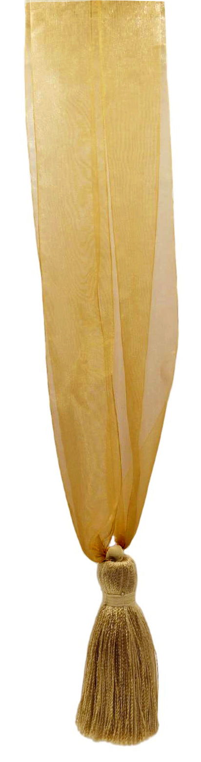 DÉCOPRO Elegant Organza Ribbon Curtain and Drapery Tassel Tieback, Tassel Length 4" (10cm), Spread 24" (61cm) # TBORGNZ4 Rustic Gold #4975 (Light Gold, Beige Gold, Yellow Gold) | Set of 2 - DecoPro