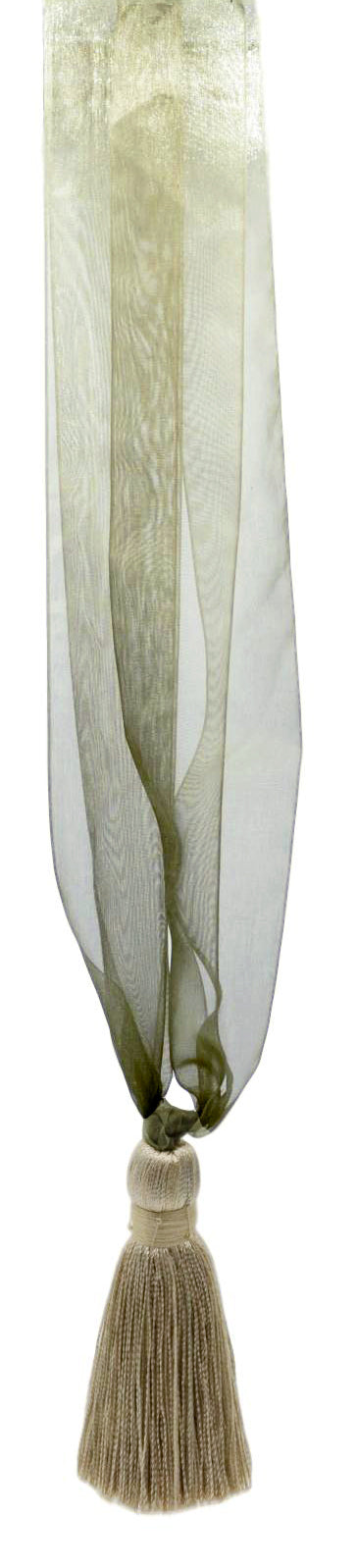 DÉCOPRO Elegant Organza Ribbon Curtain and Drapery Tassel Tieback, Tassel Length 4" (10cm), Spread 24" (61cm) # TBORGNZ4 Dark Sand Beige #A8 | Set of 2 - DecoPro
