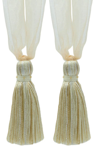 DÉCOPRO Elegant Organza Ribbon Curtain and Drapery Tassel Tieback, Tassel Length 4