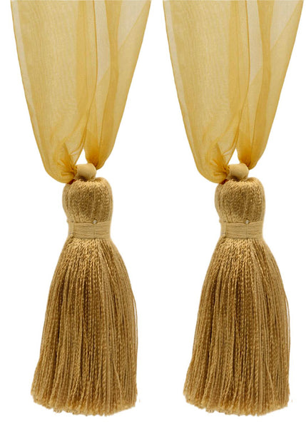 DÉCOPRO Elegant Organza Ribbon Curtain and Drapery Tassel Tieback, Tassel Length 4