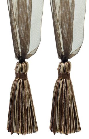 DÉCOPRO Elegant Organza Ribbon Curtain and Drapery Tassel Tieback, Tassel Length 4
