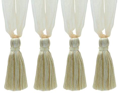DÉCOPRO Elegant Organza Ribbon Curtain and Drapery Tassel Tieback, Tassel Length 4