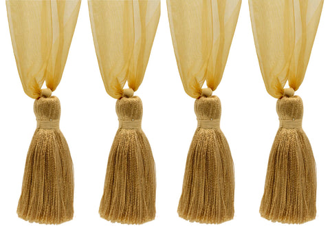 DÉCOPRO Elegant Organza Ribbon Curtain and Drapery Tassel Tieback, Tassel Length 4