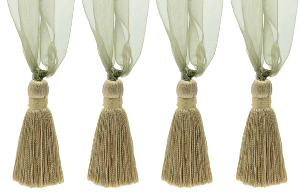 DÉCOPRO Elegant Organza Ribbon Curtain and Drapery Tassel Tieback, Tassel Length 4