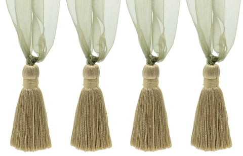 DÉCOPRO Elegant Organza Ribbon Curtain and Drapery Tassel Tieback, Tassel Length 4