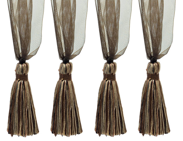 DÉCOPRO Elegant Organza Ribbon Curtain and Drapery Tassel Tieback, Tassel Length 4