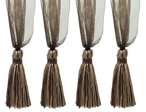 DÉCOPRO Elegant Organza Ribbon Curtain and Drapery Tassel Tieback, Tassel Length 4