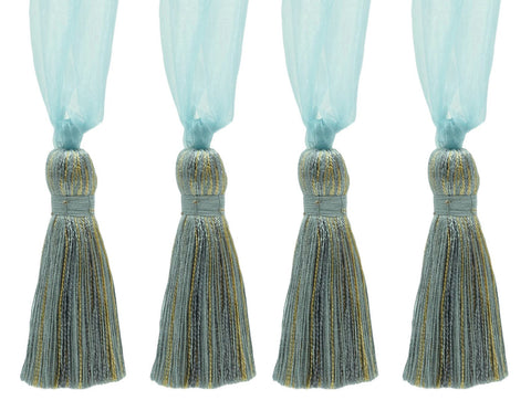DÉCOPRO Elegant Organza Ribbon Curtain and Drapery Tassel Tieback, Tassel Length 4
