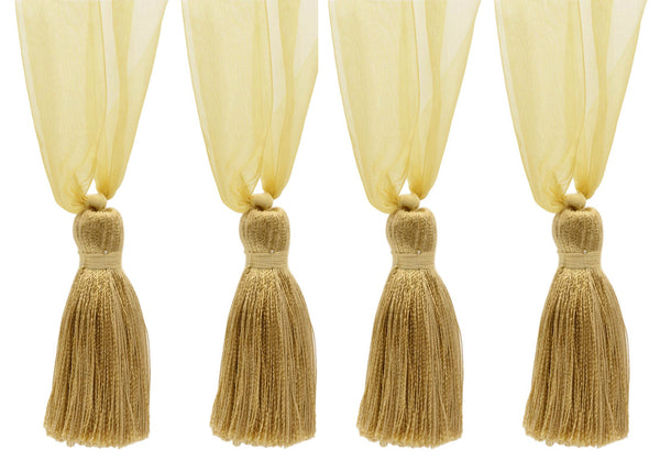 DÉCOPRO Elegant Organza Ribbon Curtain and Drapery Tassel Tieback, Tassel Length 4
