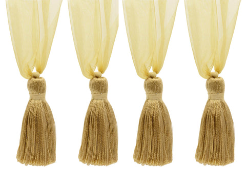 DÉCOPRO Elegant Organza Ribbon Curtain and Drapery Tassel Tieback, Tassel Length 4