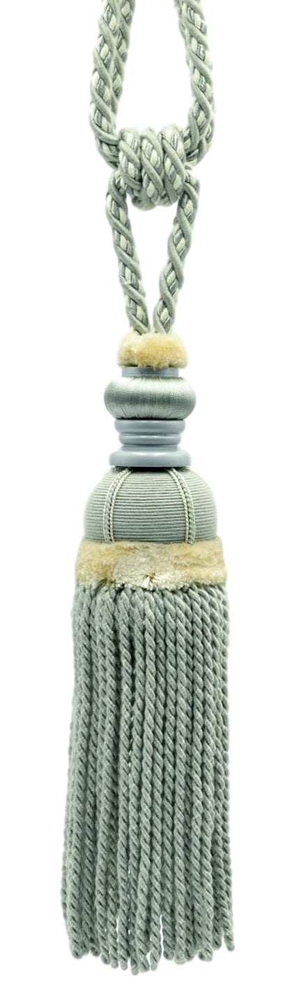 DÉCOPRO Luxurious Bullion Curtain Tassel Tieback - Elegant Drapery Accessory, Large, Tassel Length 12" (30.5cm), Spread 26" (66cm) # TBPLUSH12 Desert Sand Beige #RB04 (Light Beige, Dark Gold, Golden Brown) | Set of 2 - DecoPro