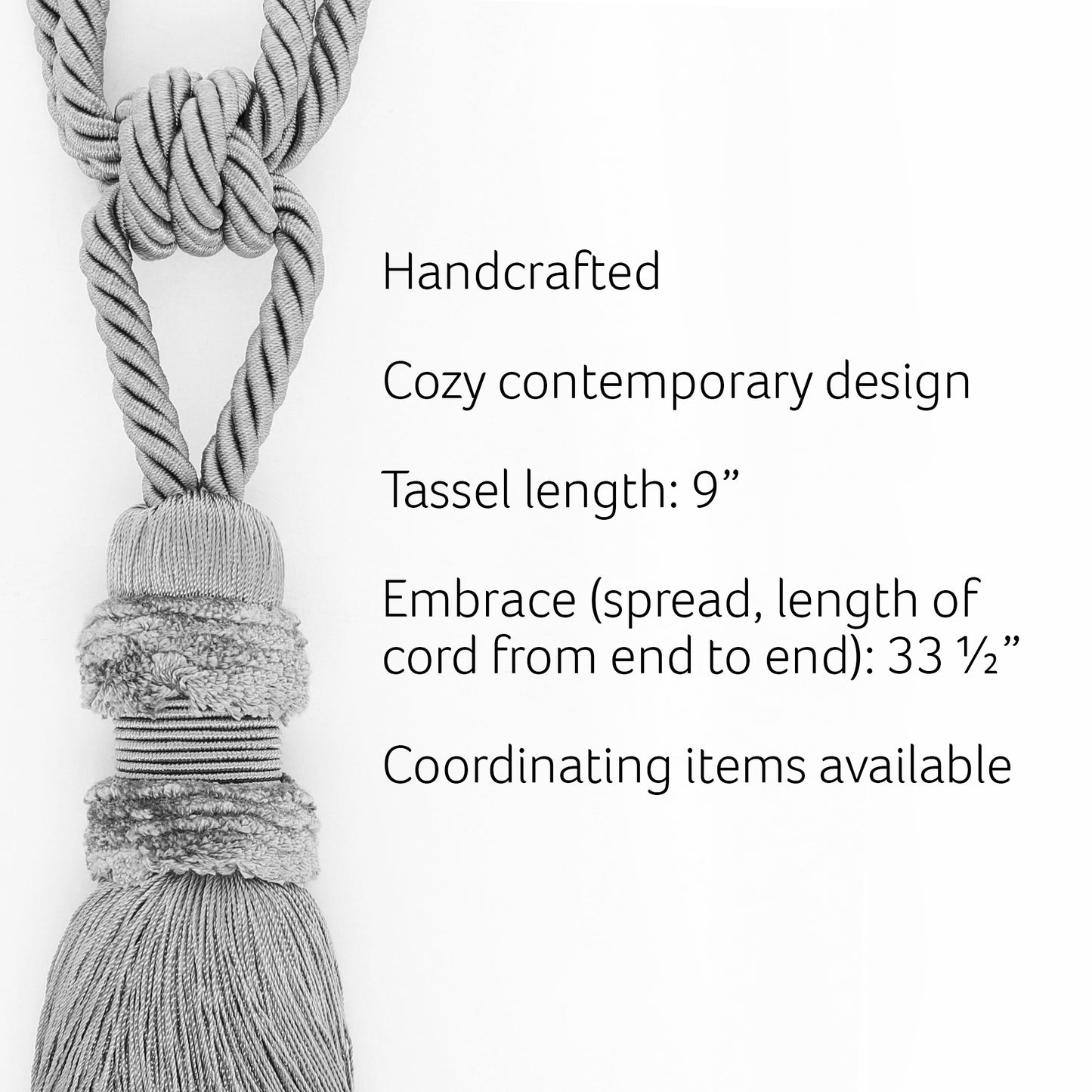 DÉCOPRO Beautiful Plush Curtain & Drapery Tassel Tieback, Handcrafted, Tassel Length 9" (22.5cm), Spread 33" (83.5cm) # TBPLUSH9 Mocha Brown #D2 (Dark Chocolate Brown) | Set of 2 - DecoPro