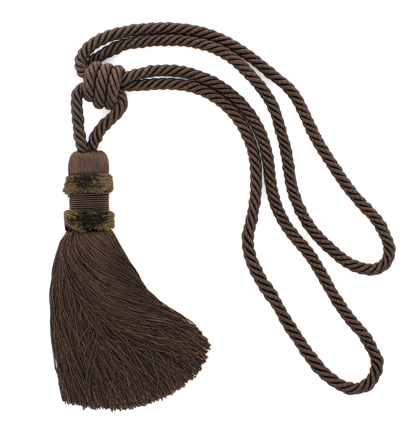 DÉCOPRO Beautiful Plush Curtain & Drapery Tassel Tieback, Handcrafted, Tassel Length 9" (22.5cm), Spread 33" (83.5cm) # TBPLUSH9 Mocha Brown #D2 (Dark Chocolate Brown) | Set of 2 - DecoPro