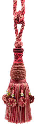 DÉCOPRO Marrakesh Collection Tassel Curtain and Draperys with Beaded Poms Tassel Tieback, Tassel Length 10