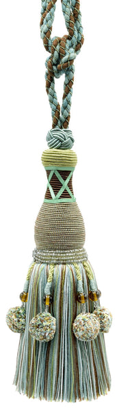 DÉCOPRO Marrakesh Collection Tassel Curtain and Draperys with Beaded Poms Tassel Tieback, Tassel Length 10